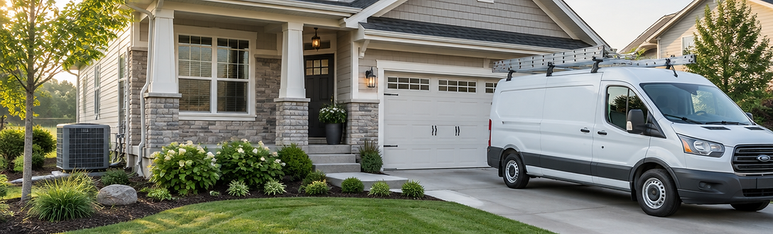 Home service van in a residential driveway