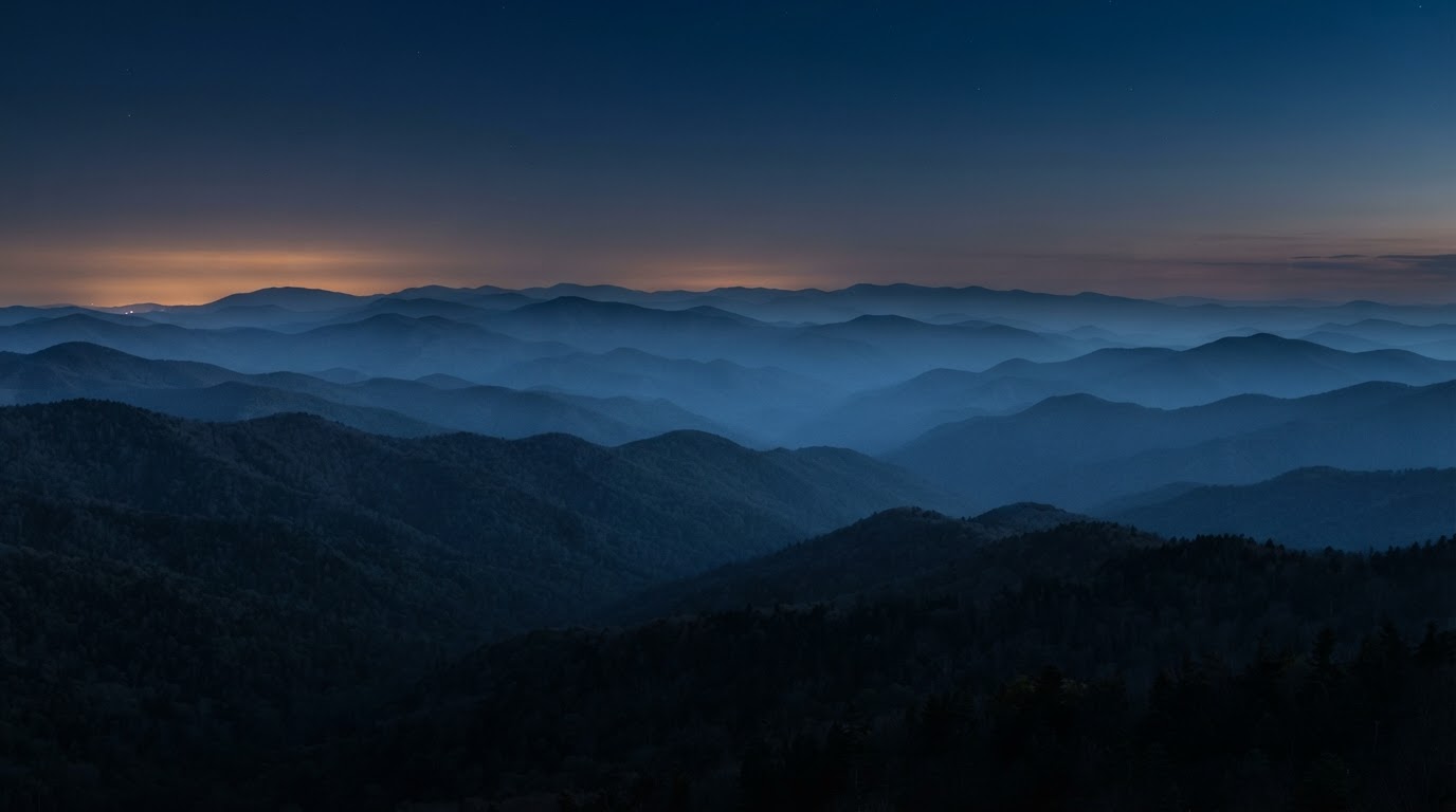 Blue Ridge ridges at dusk