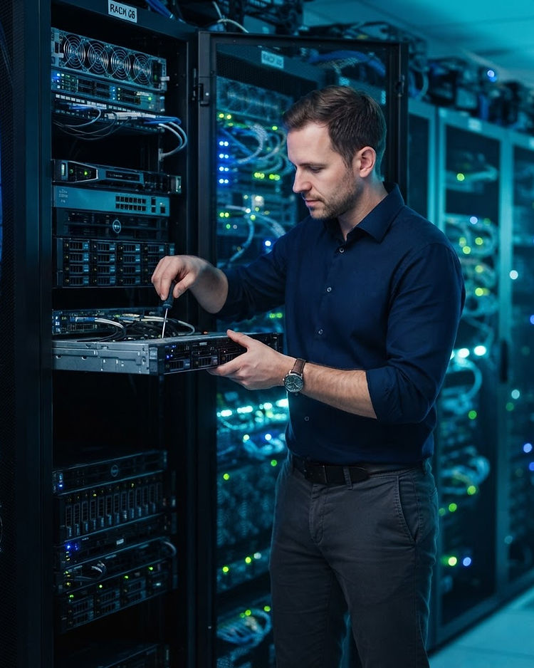 Techniker im Serverraum