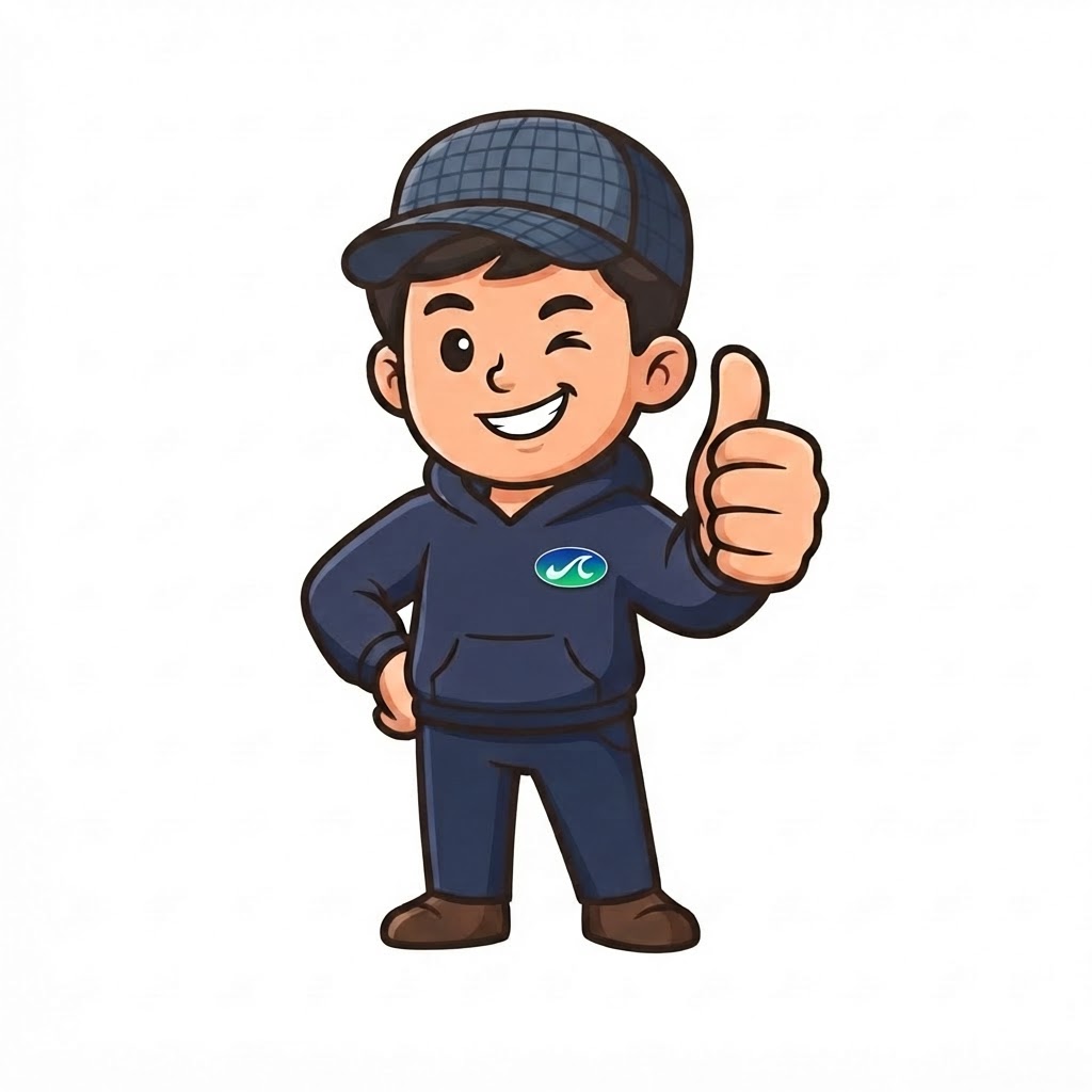 All Clear crew mascot giving a thumbs-up