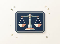 Scales of justice inside a rectangular professional logo badge