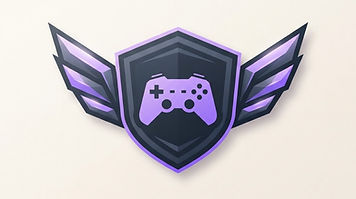 Esports shield badge logo mark with a game controller silhouette