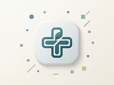 Abstract medical cross with a leaf detail in a rounded logo mark
