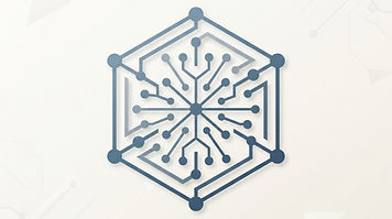 Geometric technology logo mark built from connected circuit nodes