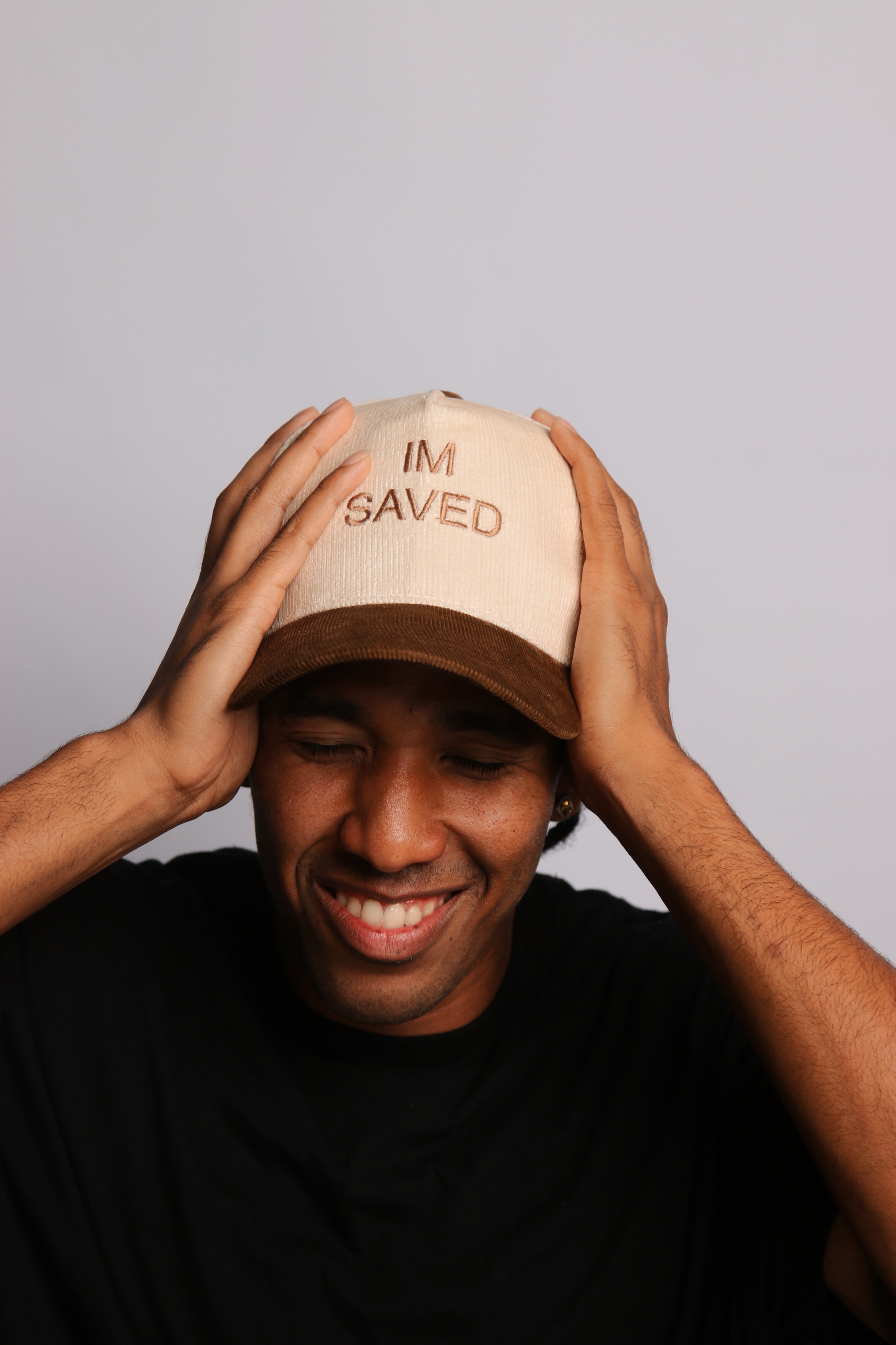 "I'm Saved" Brown Corduroy Hat