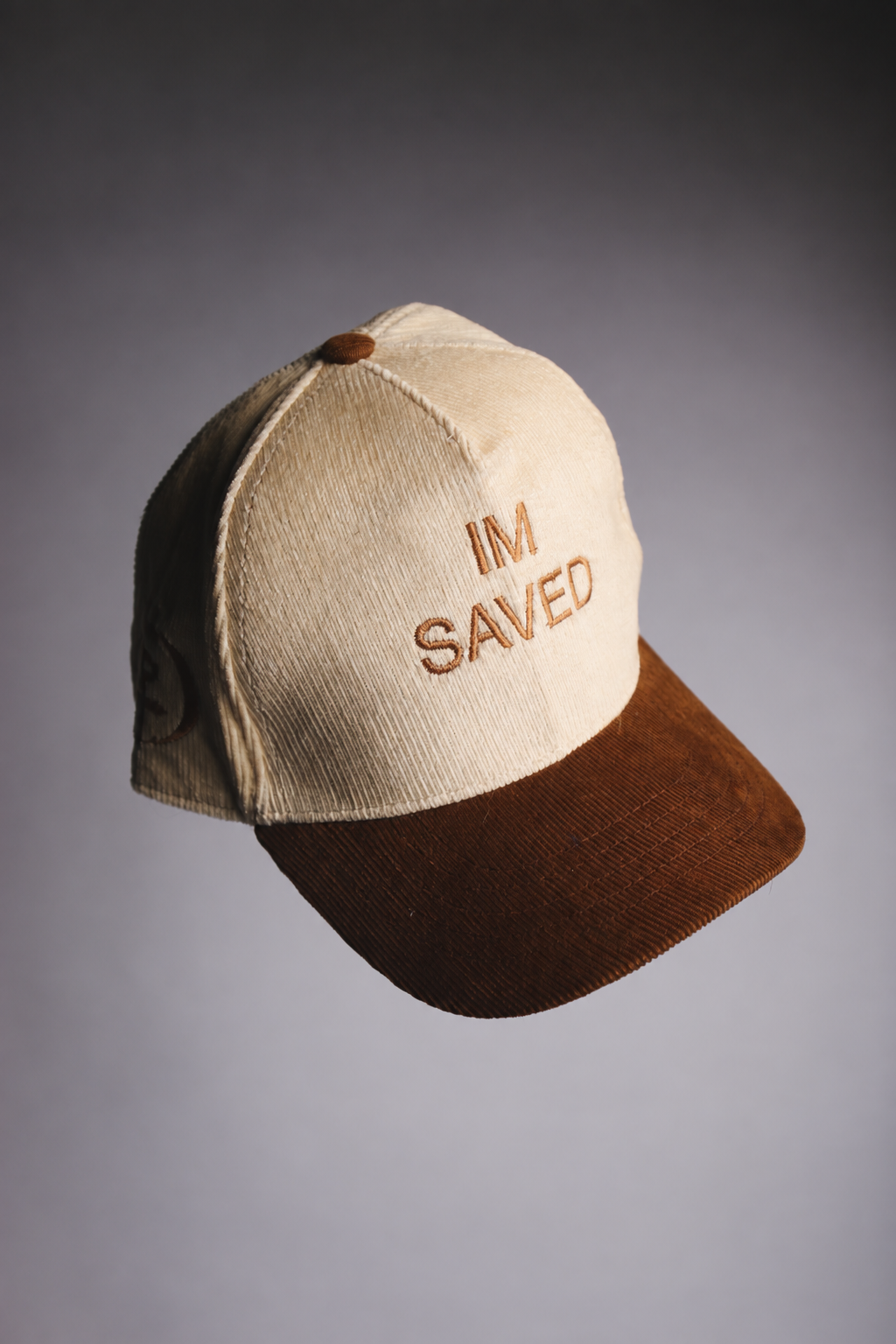 "I'm Saved" Brown Corduroy Hat 3