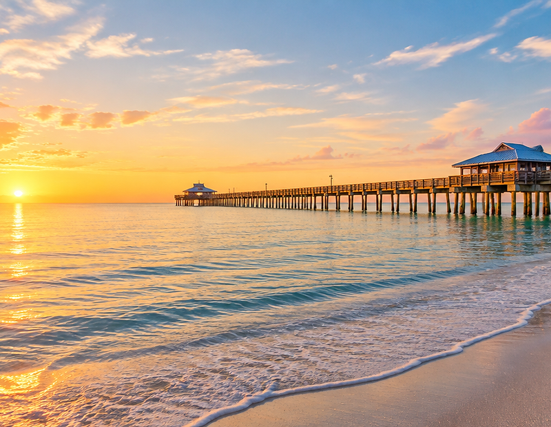 Fort Myers Beach coastline at sunrise