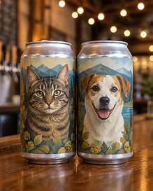Pet portrait on a craft beer can