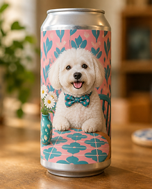 Pet portrait on a craft beer can