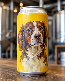 Pet portrait on a craft beer can