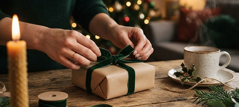 Gift wrapping by candlelight