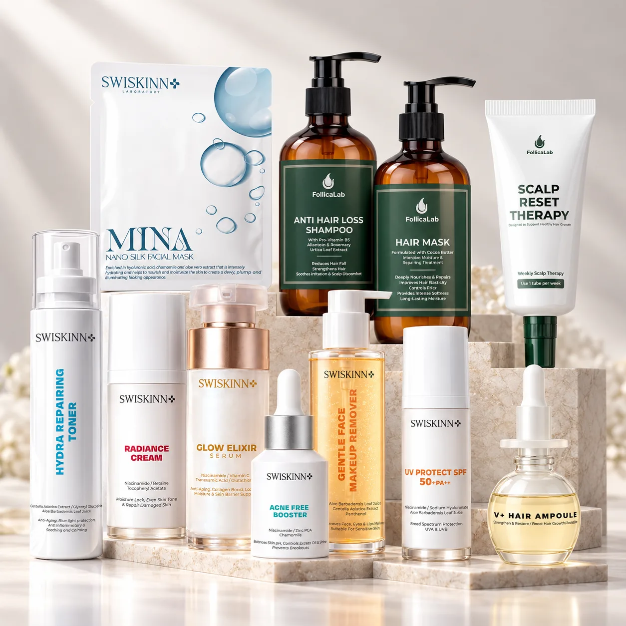 Swiskinn and Follica Lab products