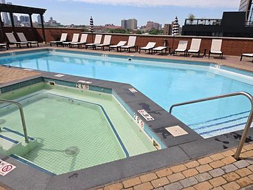 Rooftop pool with lighting, bonding, and grounding installation