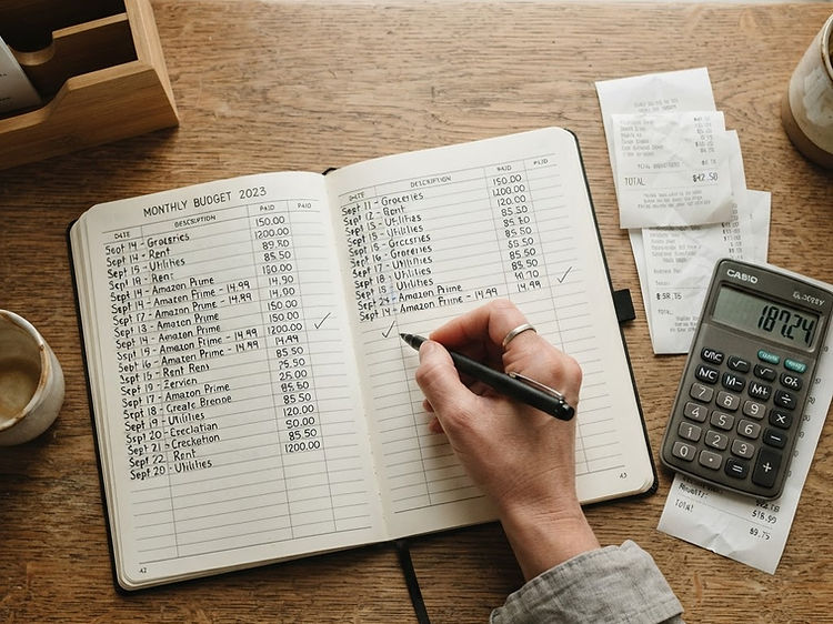 Checking off entries in a budget ledger