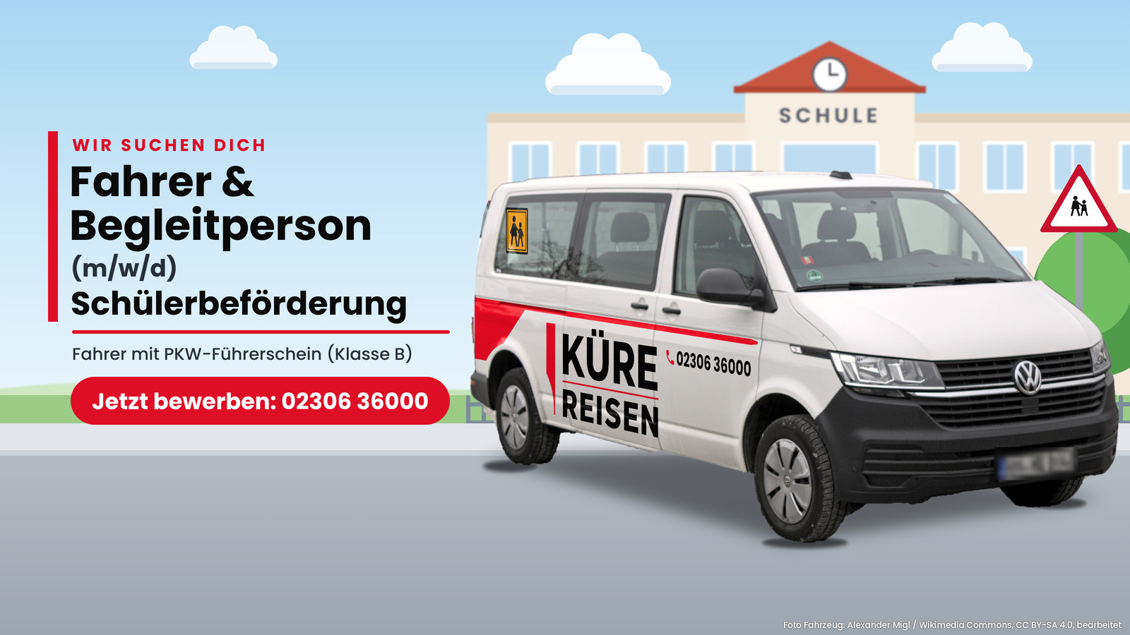 Anzeigefoto: Schulbusfahrer/ Kleinbusfahrer und Begleitperson Minijob Basis oder Teilzeit in Unna
