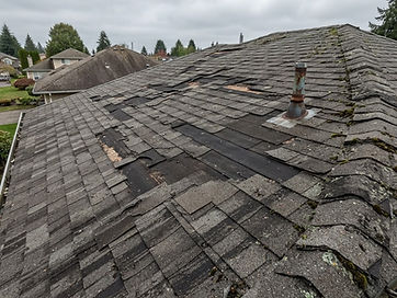 Roofing before-and-after service illustration — before