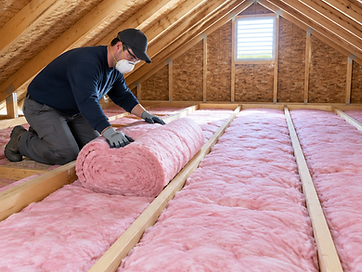 Attic insulation installation in a residential home