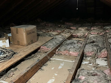 Attic Insulation before-and-after service illustration — before