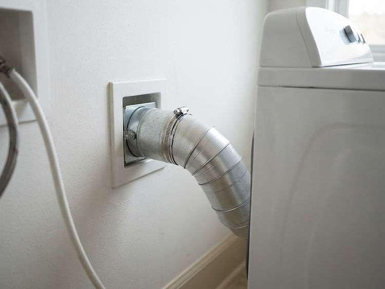 Clean residential dryer vent exhaust connection