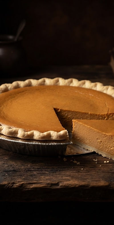 Sliced sweet potato pie with flaky crust