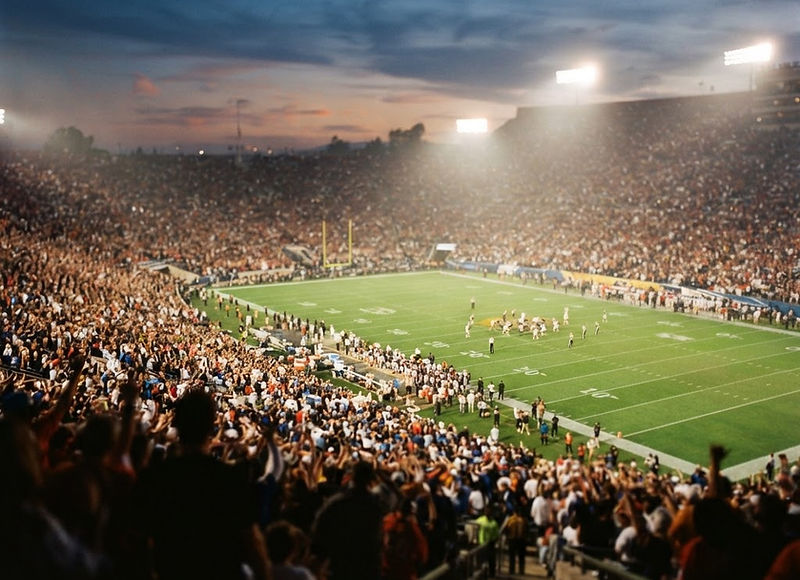 Stadium floodlights before a night game