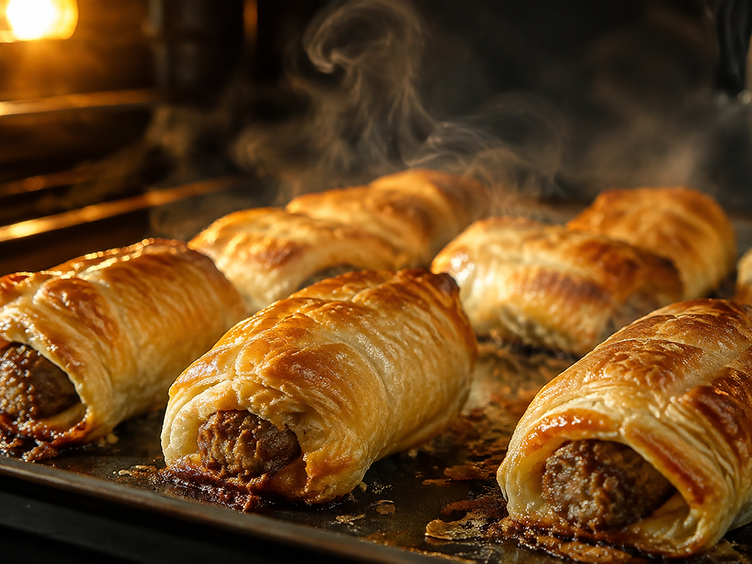 Freshly baked sausage rolls