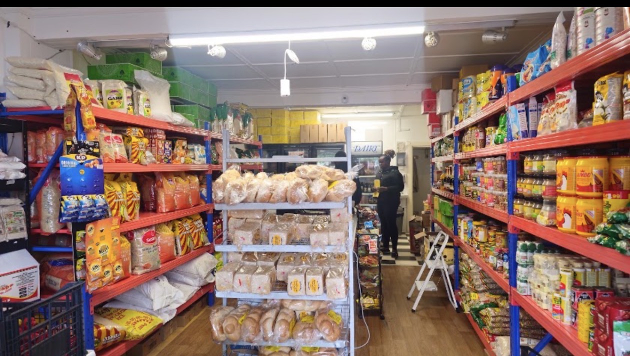 Inside a Nigerian grocery shop stocked with African foodstuffs