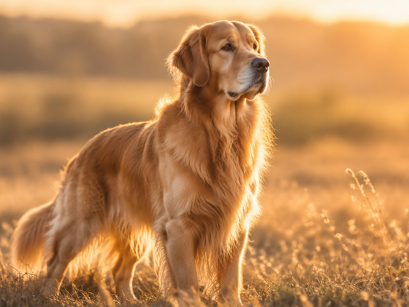 Golden Retriever in a golden field