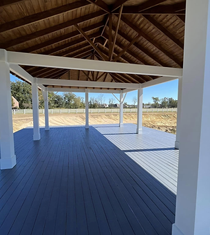 View beneath the covered outdoor roof