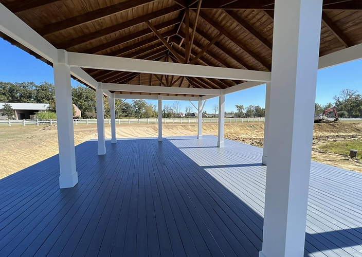 View beneath the covered outdoor roof