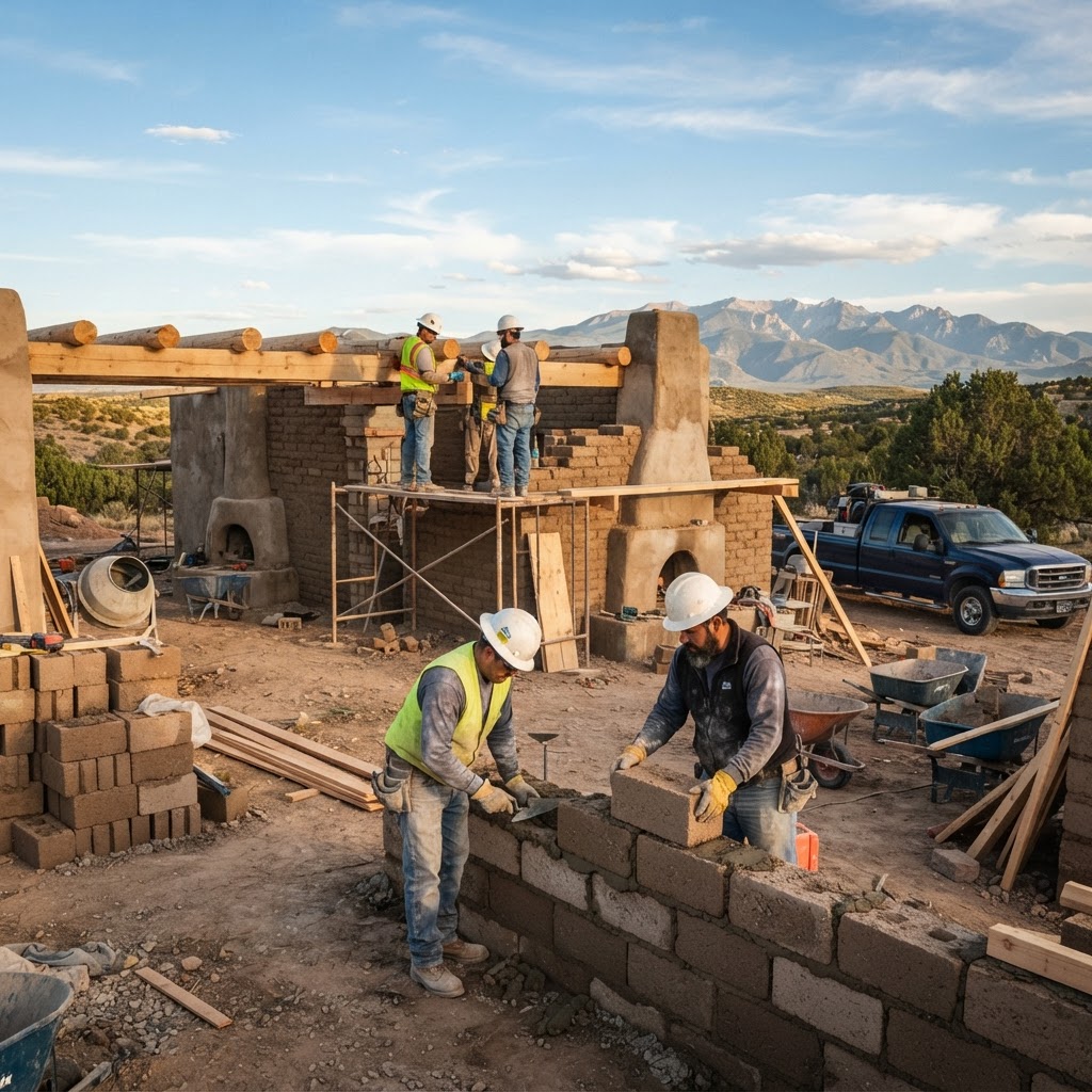 Rodeo Construction team on a custom home job site