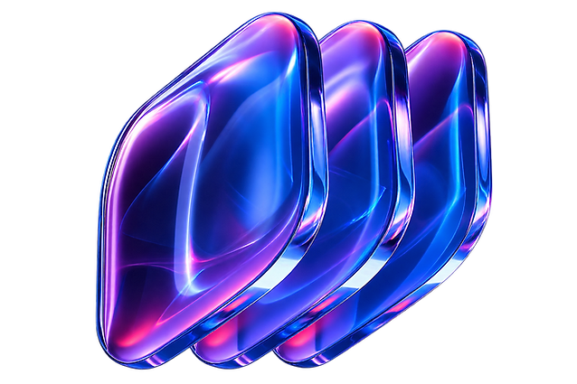 Three-layer iridescent glass sculpture representing Nerion intelligent automation