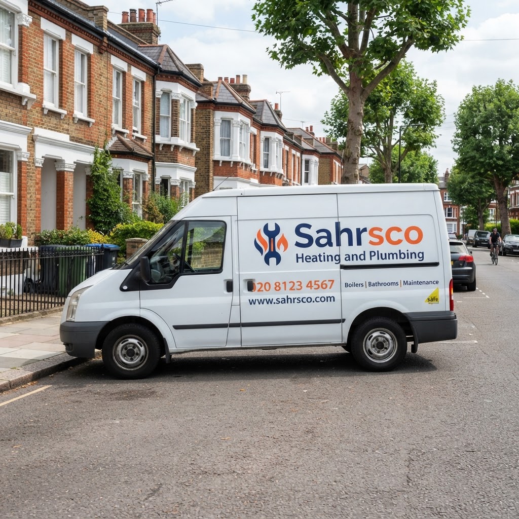 Sahrsco Heating & Plumbing branded van