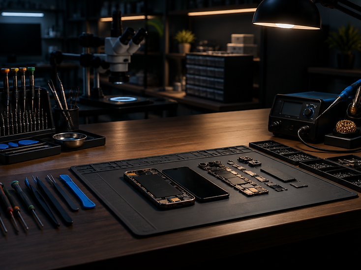 Inside the TBS Electronics repair workshop