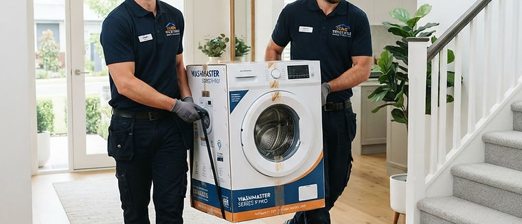 Our team delivering and installing a washer in a customer's home
