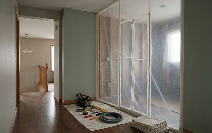 Professional containment area set up during an asbestos removal project