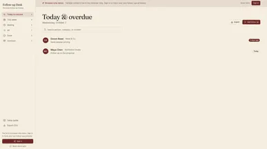 Follow-up Desk template preview