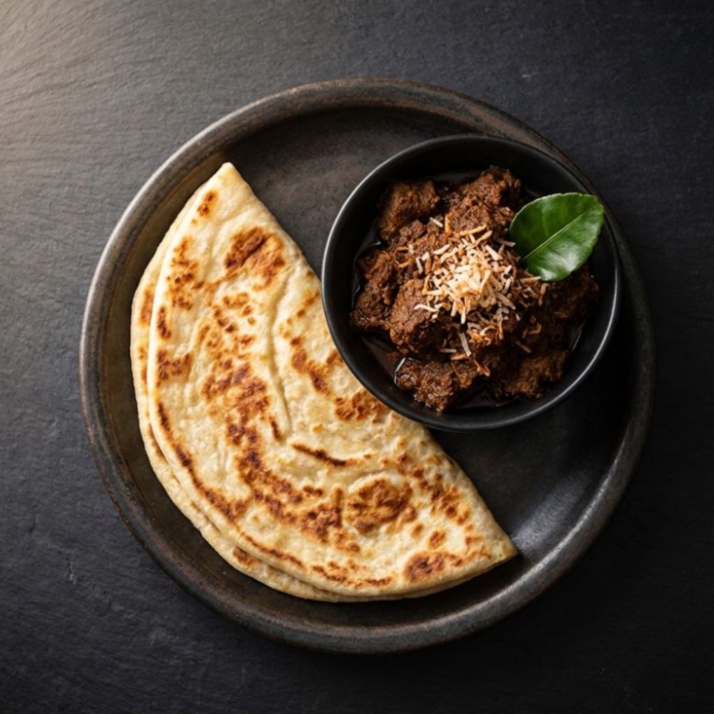 Roti Bazlama dengan Rendang Daging