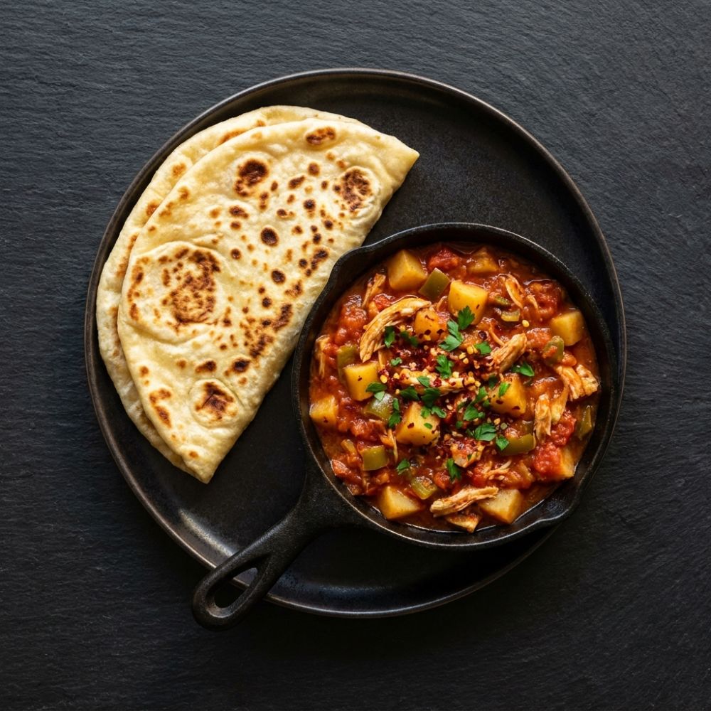 Roti Bazlama dengan Menemen Ayam