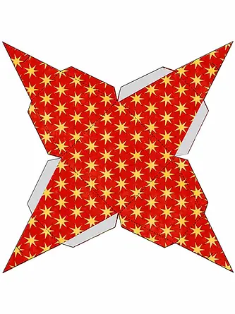 Red printed star-shaped paper packaging template