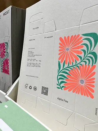 Printed floral paperboard product carton with folding structure
