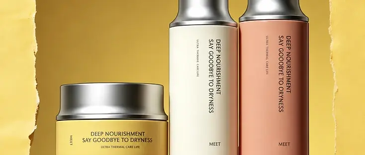 Coordinated decorated cosmetic bottles and jars; container material to confirm