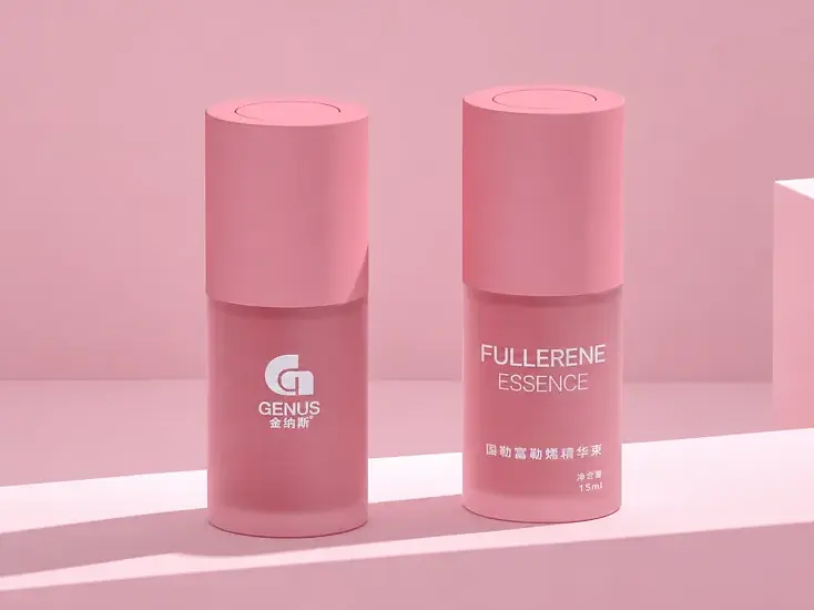 Coordinated decorated cosmetic bottles and jars; container material to confirm