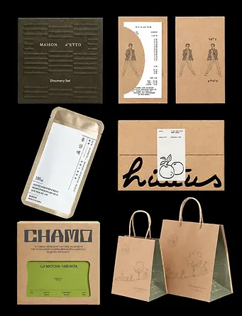 Coordinated kraft bags, cards and product label references