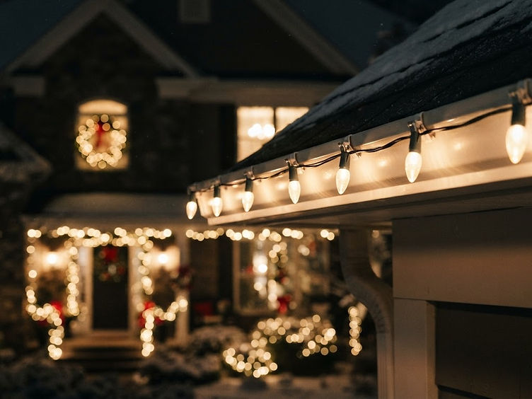 Professional holiday lighting installation detail