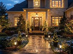 Elegant Front-Yard Lighting — holiday lighting design inspiration