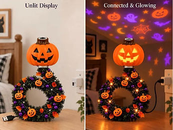 Halloween projector, unlit and glowing