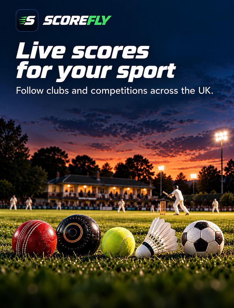 Scorefly — live scores for your sport. Follow clubs and competitions across the UK.