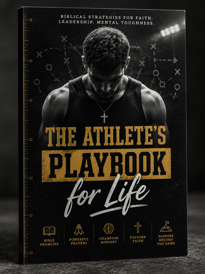 Paperback cover of The Athlete's Playbook for Life featuring a monochrome athlete and gold typography