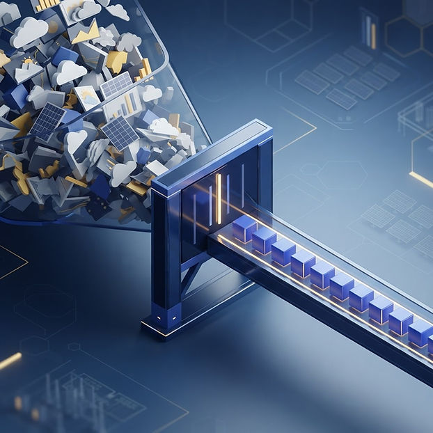 Conceptual illustration showing the shift from a chaotic queue to a filtered, efficient queue.